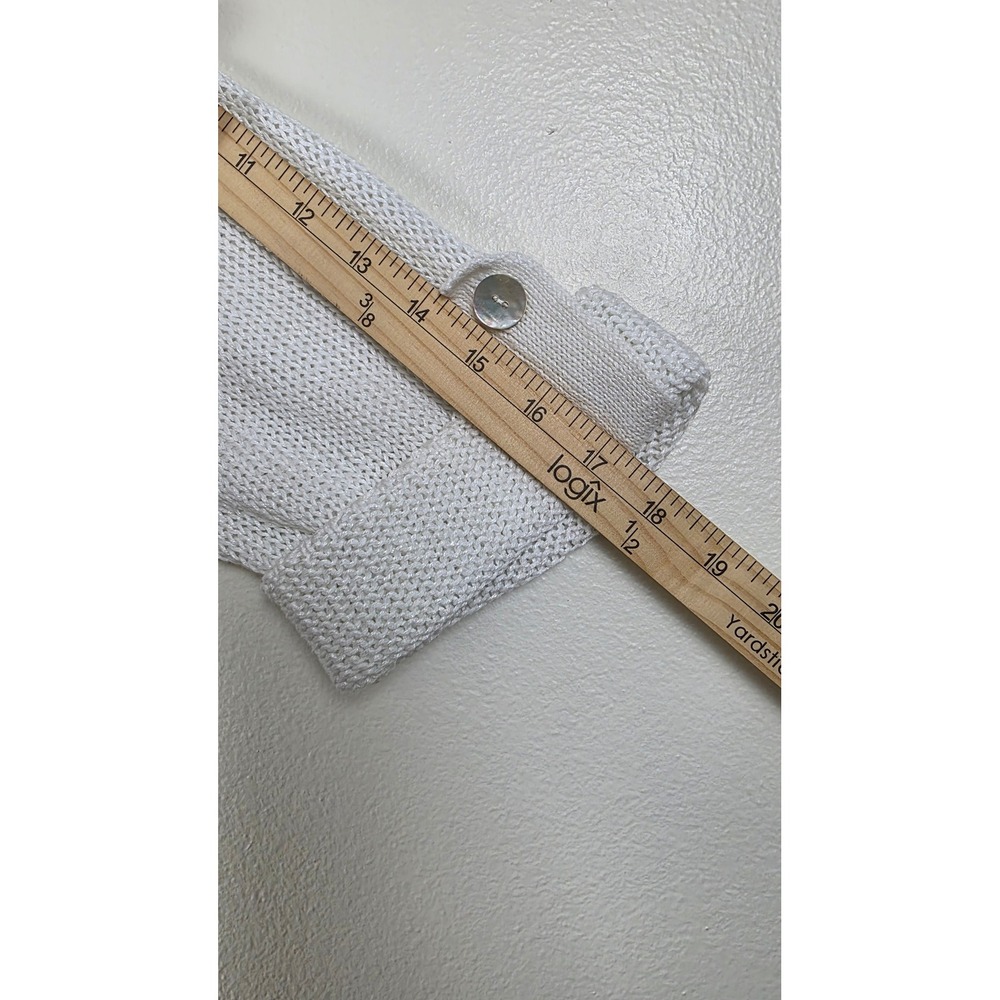Chicos Cardigan Sweater Womens 2 White Linen Blend Hooded Open Front Striped NWT - Picture 12 of 14